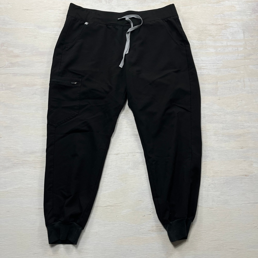 FIGS Jogger Scrub Pants Zamora Large Petite Cargo Pockets Black Women